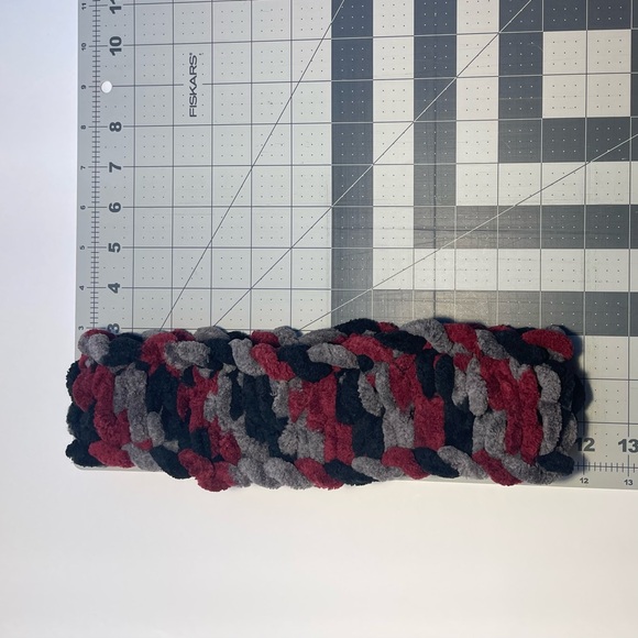 Handmade Women’s/Junior’s Winter Headband/Ear Wrap - Cranberry, Gray & Black - Picture 8 of 9